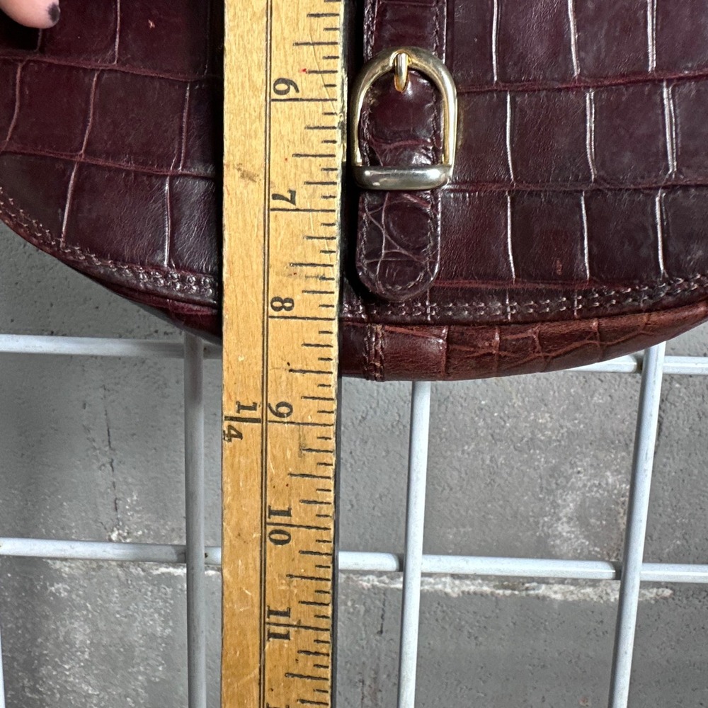 Brooks Brothers Vintage Italy Burgundy Croc Embossed brown Leather Crossbody Bag - Picture 3 of 10